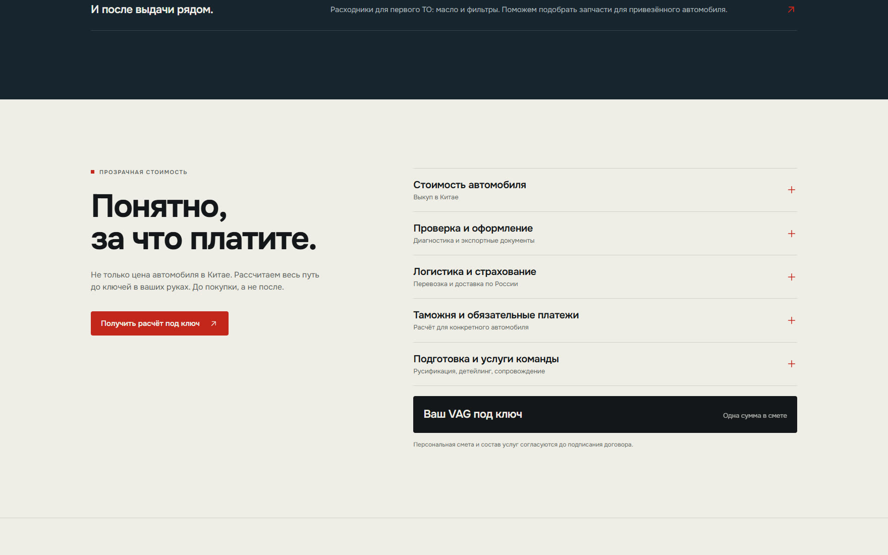 Состав цены по статьям, от автомобиля до выдачи